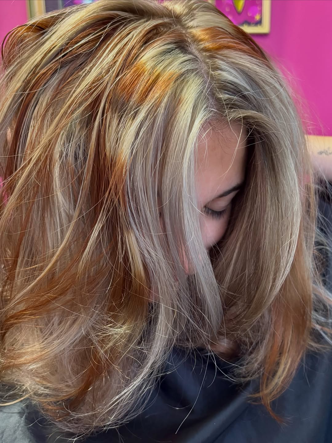Copper and blonde balayage dimension